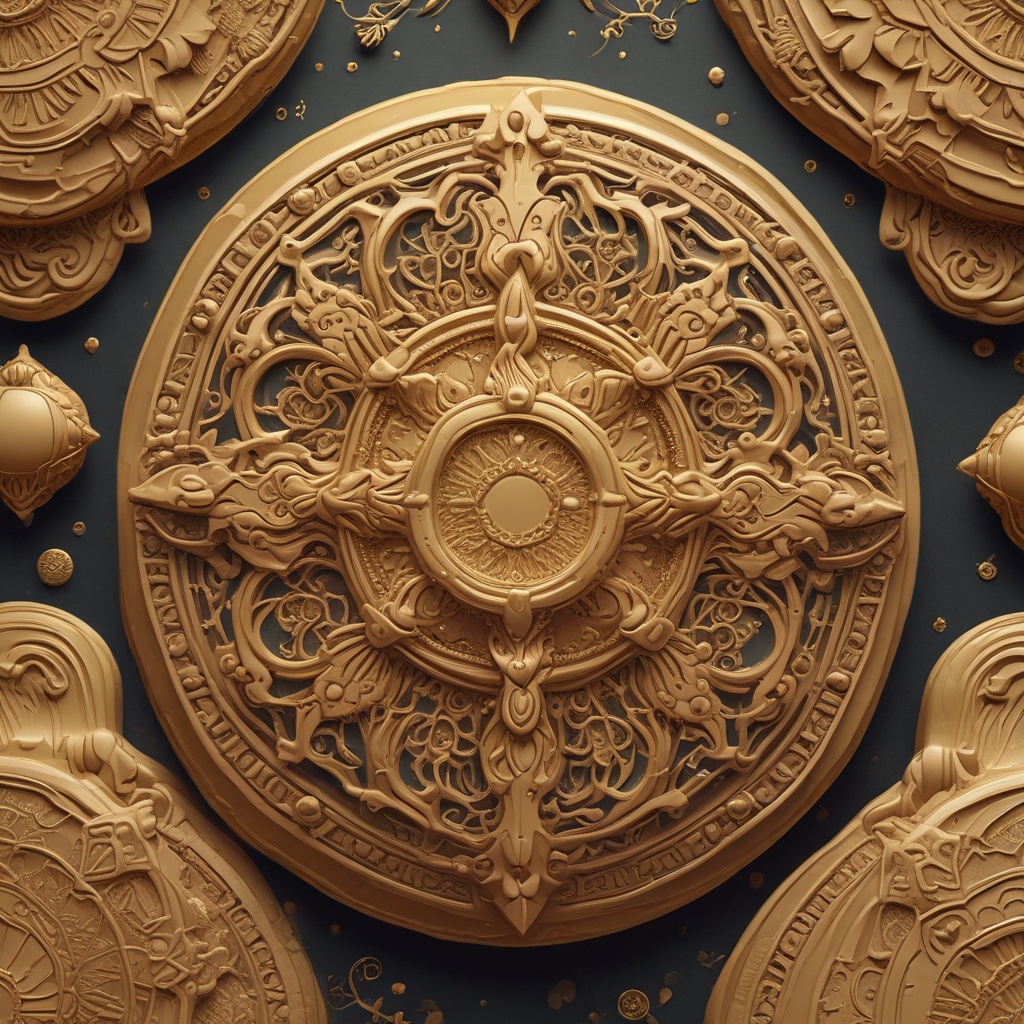 An intricately designed golden cookie